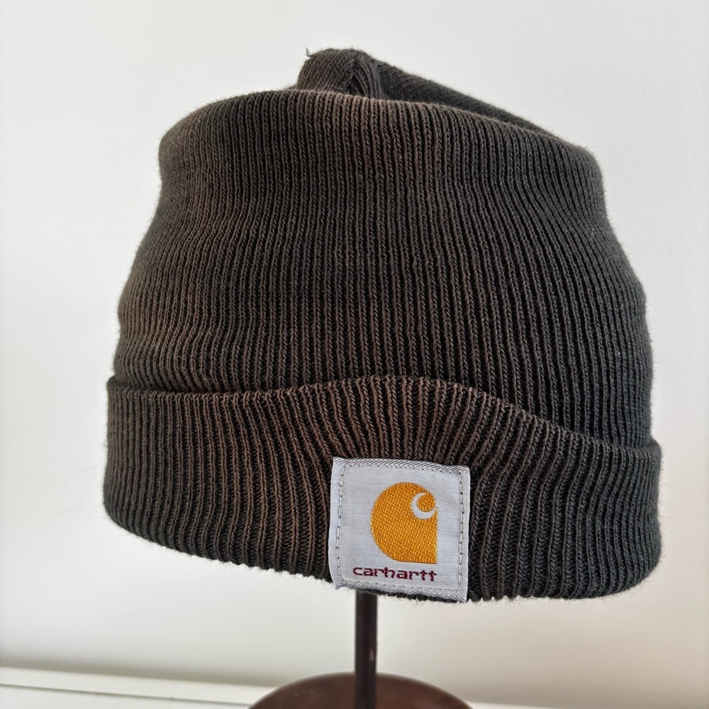 Carhartt vintage made in the USA ribknit brown grunge beanie cap